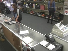Student in glasses sells books and fucked at the pawnshop