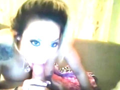 hot tattoed girl make bj front webcam