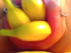 Fruit fetish video with banana in horny tunnel of love