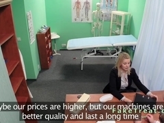 Blonde saleswoman fucked in fake hospital