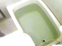 Slim Asian caught on bath hidden camera farting in the tub