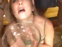 Golden-Haired Angel drinks a Bowle of Cum - Bukakke