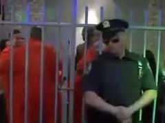 Stunning chicks get banged in jail party