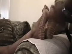 Check out the sexy feet of my ebony girlfriend in action