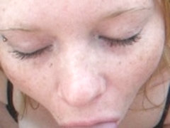 Hot blowjob from my freckled gf
