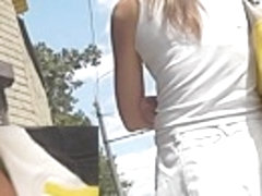 Recent white panty on pimpled butt upskirt