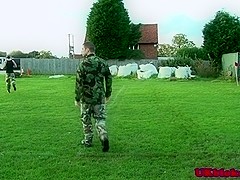 Uk army lad in shower takes facial after anal