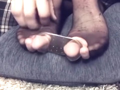 Wife's Nylon Feet Tickled In Toes Cuffed