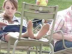 Highly Hot Candid Nylon Feet Outdoors