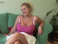 Large titted British mother shows off great rack and