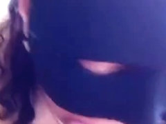 My masked Arabic wife loves eating my rock hard cock