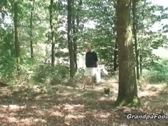 Sexy babe meets old dude in the woods…
