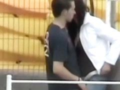 Voyeur tapes a dude fingering his gf in public