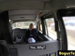 British model fucked to climax in a fake taxi