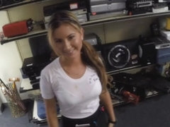 Cutie waitress fucked by pawnshops owner to earn money