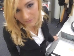 Hot blonde milf pawns her pussy and banged at the pawnshop