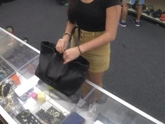 College girl sells her textboobks and banged at the pawnshop