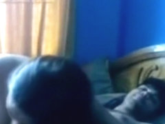 Indian girl sucks and fucks her bf's cock in the bedroom