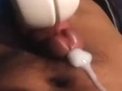 My sweet sweety strokes my dong with Hitachi Wand Massager