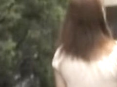 Beautiful Japanese brunette recorded with her skirt up
