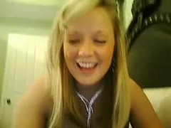 Busty golden-haired  immature fucks herself on web camera