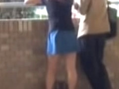 My girl in a blue skirt sharked by some guy while we talked
