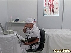 Doctor blows amateur cock