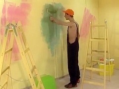 Painter with Thick Dong Barebacks Dude, Cums all over his Wazoo