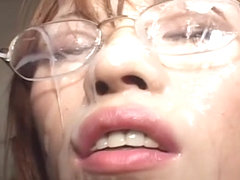 Teacher Yui Sarina gets face covered in group cum