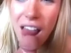 My lustful blonde seductress sucks my huge dick like a pornstar
