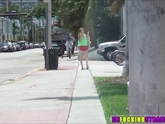 Sexy Blonde Jenna Marie gets spotted and offered a lift by stranger