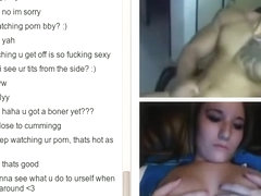 Hot girl gets tricked with a fake guy into cybersex on omegle