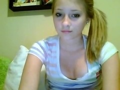 Pretty blonde immature webcam pussy play