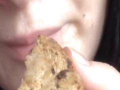 Private porn video with a girl eating cookies with cum
