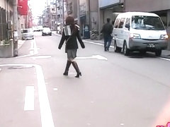 Street sharking exposes sexy black panties on a Japanese gal