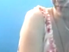 Blonde girl in beach cabin noticed the voyeur cam