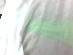 Green thong under transparent dress