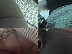 Slim chick participates in upskirts clip showing thong