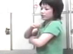Asians from changing room give erotic tits shake show