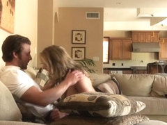 Cheating Blonde Caught Getting Oral On Spy Cam In Livingroom