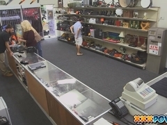 Sexy MILF banged and moans loud in pawn shop!